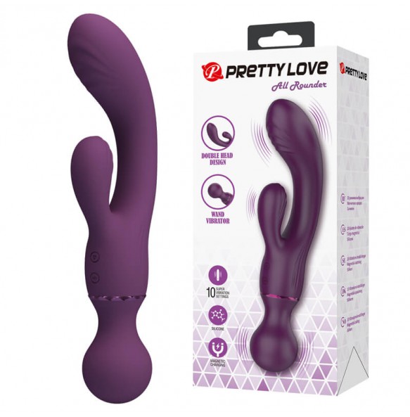 Pretty Love - All Roundet Double Head Vibrator Wand (Chargeable - Purple) Pretty Love - All Roundet Double Head Vibrator Wand (Chargeable - Purple)